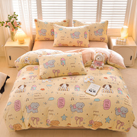 Ensemble de literie 4 pièces en flanelle de lait à imprimé dessin animé, épais, chaud, doux, ultra doux, respectueux de la peau, anti-boulochage, en polyester