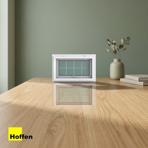 HOFFEN PRO Vertical <b>Sliding</b> PVC Awning Window Modern White Frame Energy Star Qualified Lifetime Warranty Windproof Outdoor Use - Product Image 3