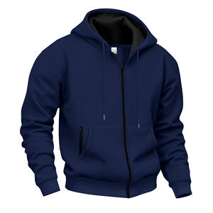 <span class=keywords><strong>Sudadera</strong></span> con Capucha para Hombre, Estilo Americano, Cálida, de Forro Polar, Informal, con Cierre, Diseño Sólido, Talla Grande, para Otoño e Invierno - Product Image 2