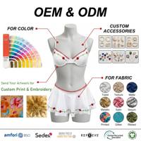 Bas de maillot de bain mini taille basse à volants, avec bordure en crochet et broderie personnalisée, en tissu recyclé, pour maillot de bain bikini