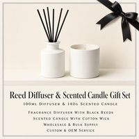 Coffret Cadeau Luxe FTQS Diffuseur à Bâtonnets et Bougie Parfumée Blanc Mat Parfum d'Ambiance pour la Maison Boîte Cadeau Marque Privée Vente en Gros OEM