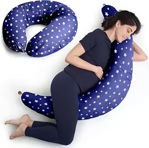 Almohada de lactancia y almohada de embarazo, almohada para dormir, lactancia y soporte con funda de Jersey extraíble, cojín de embarazo