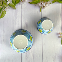 Ensemble de vaisselle en mélamine, motif de fleurs bleues, 5 pièces, bol, assiette, tasse, service de table