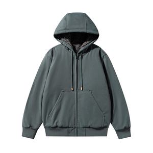 เสื้อแจ็คเก็ตมีฮู้ดบุขนแกะสีเทาสำหรับผู้ชาย เสื้อคลุมลำลองทรงโอเวอร์ไซส์สำหรับฤดูใบไม้ร่วง ฤดูหนาว ใช้ในชีวิตประจำวันและการเดินทางกลางแจ้ง - Product Image 4