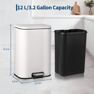 Bathroom Trash Can <b>Square</b> Stainless Steel Pedal <b>Bin</b> 12L Luxury Metal Toilet Step Trash <b>Bin</b> With Lid - Product Image 2