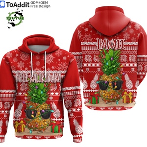 Sudadera con Capucha Hawaiana Personalizada con Logotipo OEM ODM para Hombre, Suéter Navideño Feo de Poliéster con Estampado Mele Kalikimaka - Product Image 3