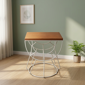 <b>Iron</b> Powder Coated Wood Top Luxury Antique Wire Coffee <b>Table</b> - Product Image 3
