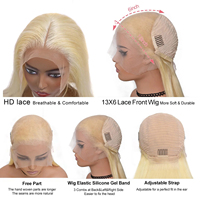 13x6 Body Wave untuk Wig Rambut Lurus Pirang Madu Eropa Remy Hair Wanita Bleach Knots