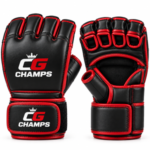 Gants de MMA personnalisés en cuir véritable pour l'entraînement, le sparring et le grappling, design à paume ouverte, absorption des chocs, vente en gros OEM - Product Image 1