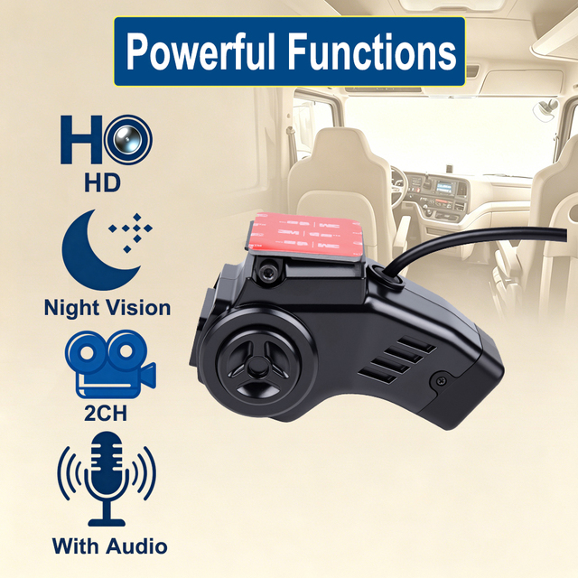 145 Degree Wide Angle Dual Lens Bus Camera 1080P AHD Front Interior Security Monitor With Audio Mic for Transit Coach Van ODM