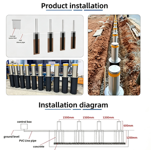 Bolardo Retráctil Hidráulico de Acero Inoxidable, Barrera de Seguridad Anticollisión para Entrada de Fábricas y Estacionamientos Comerciales - Product Image 4
