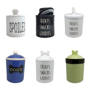 OEM Wholesale S M L size Food Storage Ceramic Dog food container Ceramic pet food treat storage container treat jar
