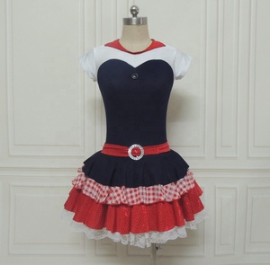 OEM New Wholesale Girl <strong>Dress</strong> Performance Dance Costume Tutu <strong>Dress</strong> Short Sleeve Leotard <strong>Cowgirl</strong> Denim Ruffle Ballet Tutu <strong>Dress</strong> - Product Image 4