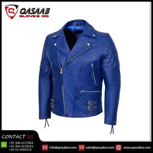 Ventes en gros de vestes de motard en cuir de vache véritable à 100%, pour hommes et femmes, bleues, respirantes, de haute qualité, vestes d'hiver pour équipe de course - Product Image 3