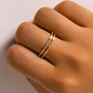CANNER Nuevo Juego de Anillos Apilables Abiertos con Piedras Preciosas de Colores, Circonita, Diseño Geométrico de Flor, Lazo y Corazón de Cereza para Mujeres y Niñas - Product Image 6