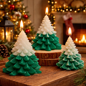 Handmade Paraffin Wax Snow-Effect Scented Non-Toxic Art <b>Candle</b> Holder Set for Holiday Christmas Father's Day New Year Home Decor - Product Image 6