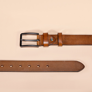 Cinture per bovini gialle primo strato del produttore, cinture con fibbia ad ago da uomo, cinture sigillate a vita larga Casual retrò - Product Image 5