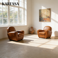 Canapé-fauteuil de luxe en cuir véritable de style rétro européen-américain pour salon, fauteuil de designer pour bureau, meubles personnalisables