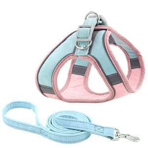 Tali Kekang Hewan Peliharaan Suede, Tali Dada Rompi Anjing Kecil <span class=keywords><strong>Harness</strong></span> Kucing Bernapas Reflektif - Product Image 3