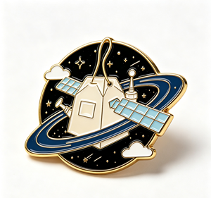 Custom Satellite Space <b>Badge</b> <b>Pin</b> Enamel Metal Lapel <b>Pin</b> Polished Collectible Brooch for Space Theme Gift - Product Image 2