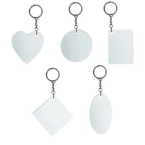 Hot sell Double sides printed keychains blank Sublimation polymer round square heart shape keychain