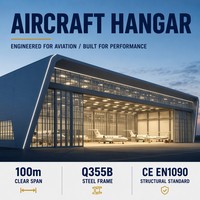 Hangar de Aviones Estándar AISC, Estructura de Acero, Proyecto de Hangar para Aeropuerto, Diseño de Gran Envergadura