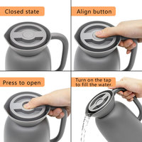 Termo de Vacío de PP de 1L con Doble Pared y Revestimiento de Vidrio, Libre de BPA, Jarra Térmica de Plástico con Boquilla para Bebidas Calientes o Frías