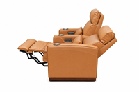 Moderne Elektrische Relaxsessel aus Echtleder, 2-Sitzer, Ausziehbar mit USB-Anschluss und Getränkehalter für Wohnzimmer & Villa