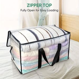 Wholesale Large Capacity Transparent Zipper Storage <b>Bag</b> Wardrobe Under <b>Bed</b> Storage <b>Bag</b> Clothes Bedding Quilts Toys - Product Image 3