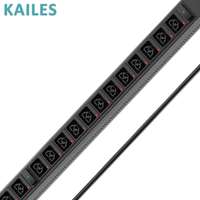 KAILES (KLS) Série PDU Basique 32A Monophasé 24 Bits C39 AC Vertical en Tôle Noire – Racks de Distribution d'Énergie Économiseurs d'Espace