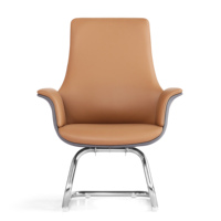 Chaise visiteur de luxe en cuir Pu chaises de bureau professionnelles à domicile de style italien moderne avec base luge en métal chromé pour chambre à coucher