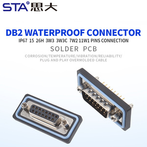 D-SUB IP67 kết nối không thấm nước DB15 cong nam nữ ổ cắm thẳng Hàn/PCB kết nối 15pin/26pin/3w3/3w3c/7w2/11w1 - Product Image 2