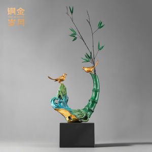 <b>Copper</b> And Gold Years Bamboo Bird Ornament Brass Decor Home Office <b>Table</b> Decoration Irregular Shape Animal Pattern - Product Image 3