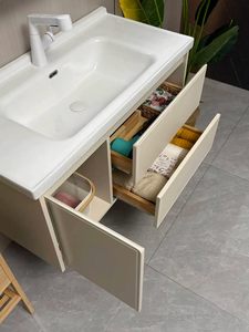 Fresh Color Floating Bathroom Vanity with LED Lighted <b>Mirror</b> Cabinet and White Ceramic Sink <b>Wall</b> Mounted Bathroom Furniture - Product Image 5