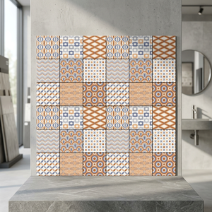 Carreaux de sol en céramique de porcelaine émaillée gris antidérapants pour intérieur, motif floral marocain moderne, 40x40cm, 10mm - Product Image 2