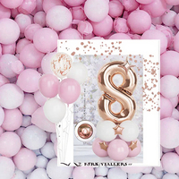 Balon Konfeti Angka 8 Warna Rose Gold 40 Inci Balon Foil Helium Besar untuk Ulang Tahun Wanita dan Anak Perempuan, Baby Shower
