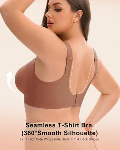 Soutiens-gorge sans fil personnalisables en gelée pour femmes, à bonnets pleins, push-up, sans coutures, respirants, couvrance totale, sans armatures, grandes tailles, type T-shirt - Product Image 4