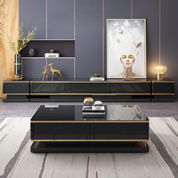 Table basse murale en MDF noir doré de style nordique, combinaison de meuble TV, mobilier moderne pour salon, chambre et hôtel