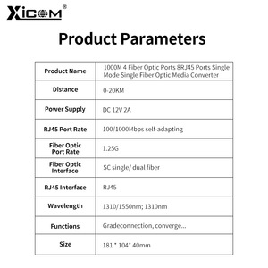 Xicom RJ45แปลงไฟเบอร์ออปติก xicom สวิตช์แลนกิกะบิตอีเธอร์เน็ต1000m แบบคู่8พอร์ตพร้อมไฟกระแสตรง5V - Product Image 2