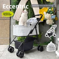 Poussette pliable légère en métal pour animaux de compagnie, transporteur universel portable pour chien et chat