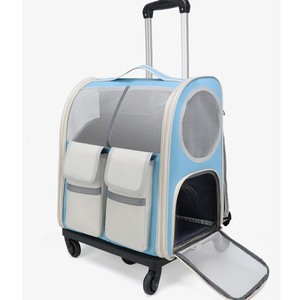 Mochila transportadora de mascotas con ruedas extraíbles, bolsillos de almacenamiento para ventanas con ventilación de malla de cara suave, novedad - Product Image 6