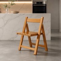 Chaise de salle à manger pliante en cuir avec structure en bois massif nordique, siège portable sans installation pour usage domestique et commercial