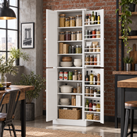 Buffet de cuisine haut grande capacité à 4 portes en mélaminé, meuble de rangement multi-étagères, fournisseur de meubles pour la maison
