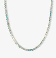 Nouveauté Collier Tennis pour Femme en Or 14 carats Plaqué Or avec Serti à Griffes de 3 mm Opale Bijoux Cadeaux
