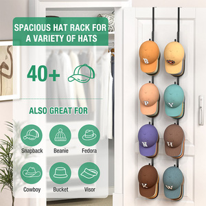 Over <b>Door</b> Hat <b>Rack</b> 4 Layers Black Hook Type <b>Storage</b> Holder For Baseball Caps Bedroom Wardrobe Home Use - Product Image 3