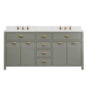 Ensemble de coiffeuse de salle de bain de style moderne et luxueux avec comptoir en marbre pour appartements et hôtels - Product Image 4