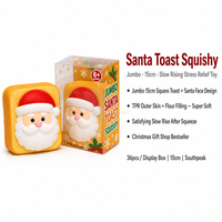 Southpeak Toy Santa Toast Squishy Jumbo TPR Flour Fill Slow Rising Christmas Squishy Toy Stress Relief 15cm PVC Box PDQ OEM WS