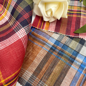 Tela de Lino 100% Tejida a Cuadros Rojos Teñida con Hilo Orgánico Ecológico de Alta Calidad para Ropa de Niñas, Lino Europeo Suave - Product Image 5