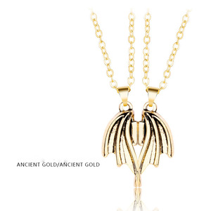 2 pezzi collana magnetica amicizia infinito amore diavolo <span class=keywords><strong>e</strong></span> <span class=keywords><strong>angelo</strong></span> ala pendente coppia collane regalo in lega di zinco - Product Image 1