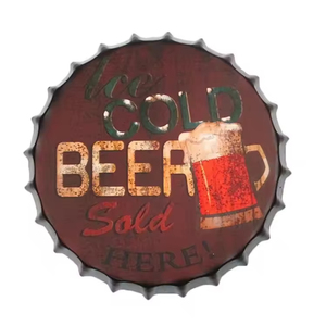 Motif d'impression personnalisé en gros petite taille Route bouchon de bouteille de bière enseignes en métal - Product Image 2
